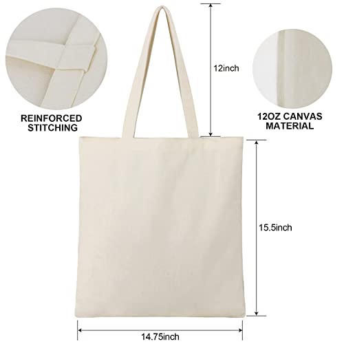 Cute Washable Canvas Tote Bag with Inner Pockets