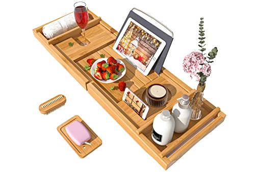 Adjustable Luxury Bamboo Bath Caddy