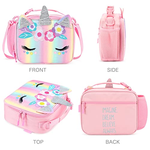 Kids Rainbow Unicorn Insulated Lunch Box