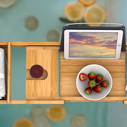 Adjustable Luxury Bamboo Bath Caddy