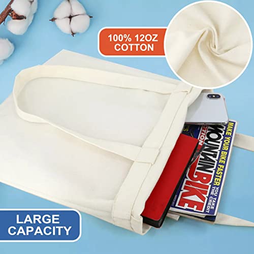 Cute Washable Canvas Tote Bag with Inner Pockets