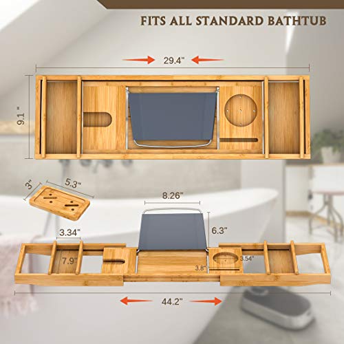 Adjustable Luxury Bamboo Bath Caddy
