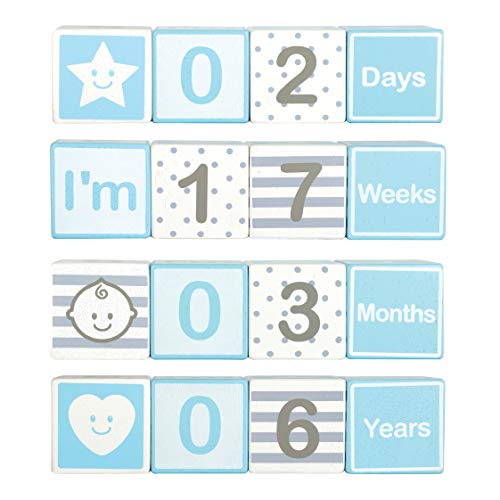 Solid Wood Week/Month/Year Milestone Age Blocks (4 Pieces)
