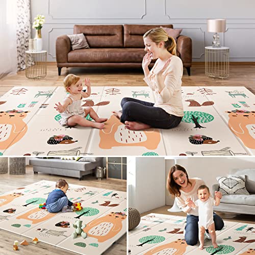 Foldable Extra Large Waterproof Activity Baby Play Mat (71x79-inch)