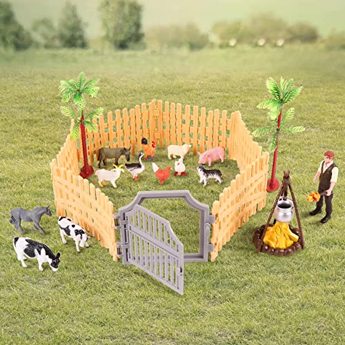 Mini Farm Animal Figurine Toys (12 Pieces), Ages 3+
