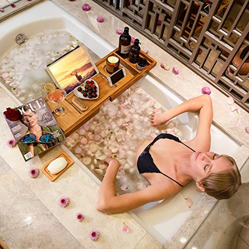 Adjustable Luxury Bamboo Bath Caddy