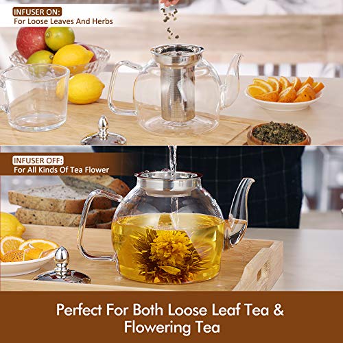 Glass Teapot Kettle with Removable Infuser (1L)