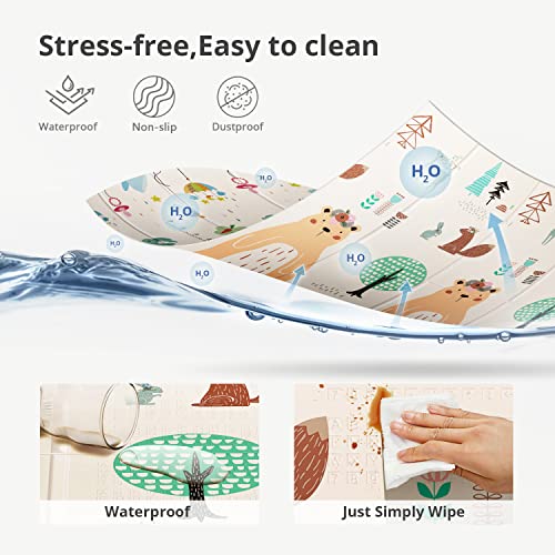 Foldable Extra Large Waterproof Activity Baby Play Mat (71x79-inch)
