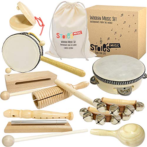 Wooden Percussion Musical Instrument Set, Ages 3+