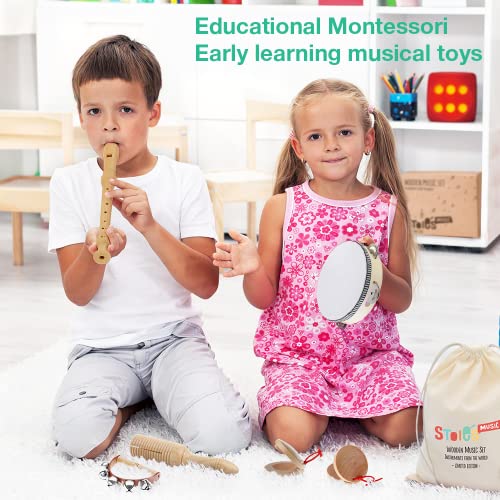 Wooden Percussion Musical Instrument Set, Ages 3+