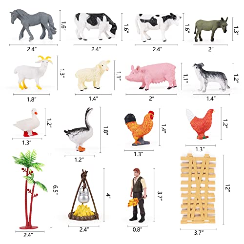Mini Farm Animal Figurine Toys (12 Pieces), Ages 3+