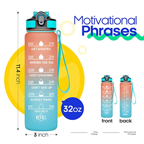 Leak Proof Large Drinking Water Bottle with Time Marker