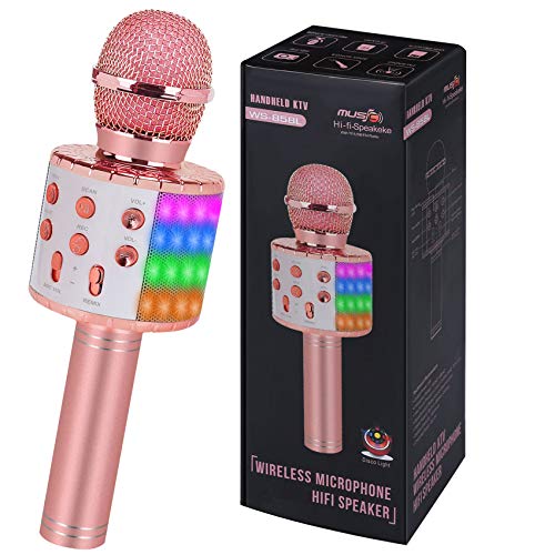 Portable Karaoke Wireless Bluetooth Microphone, Ages 4+
