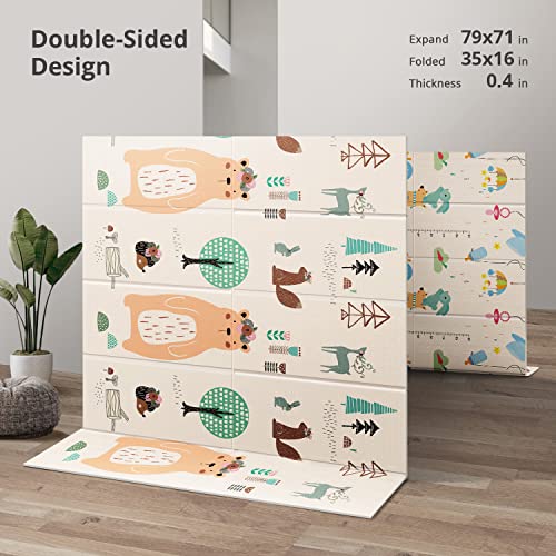 Foldable Extra Large Waterproof Activity Baby Play Mat (71x79-inch)