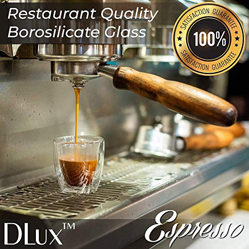 Espresso Coffee Tea Cups Insulated Double Walled Clear Glass (2 Pack)