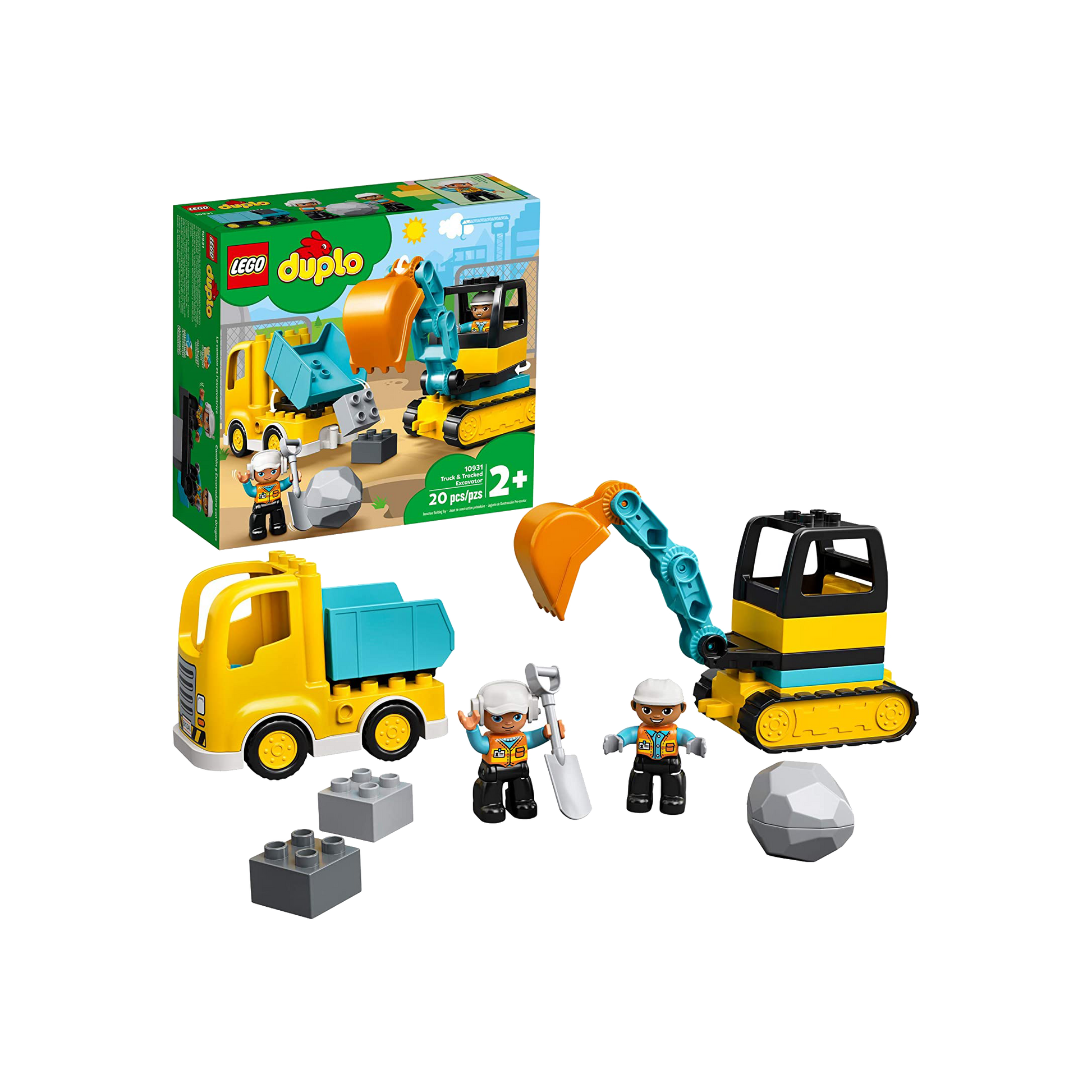 LEGO DUPLO Town Truck & Tracked Excavator (20 Pieces), Ages 2+