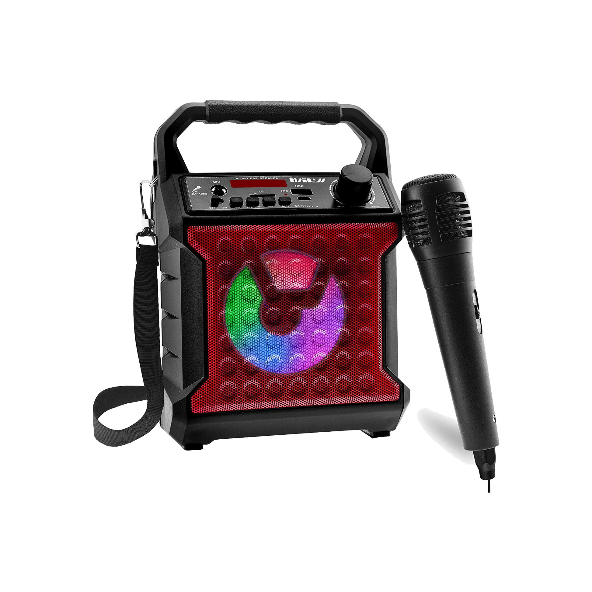Portable Bluetooth Speaker with Party Lights and Microphone