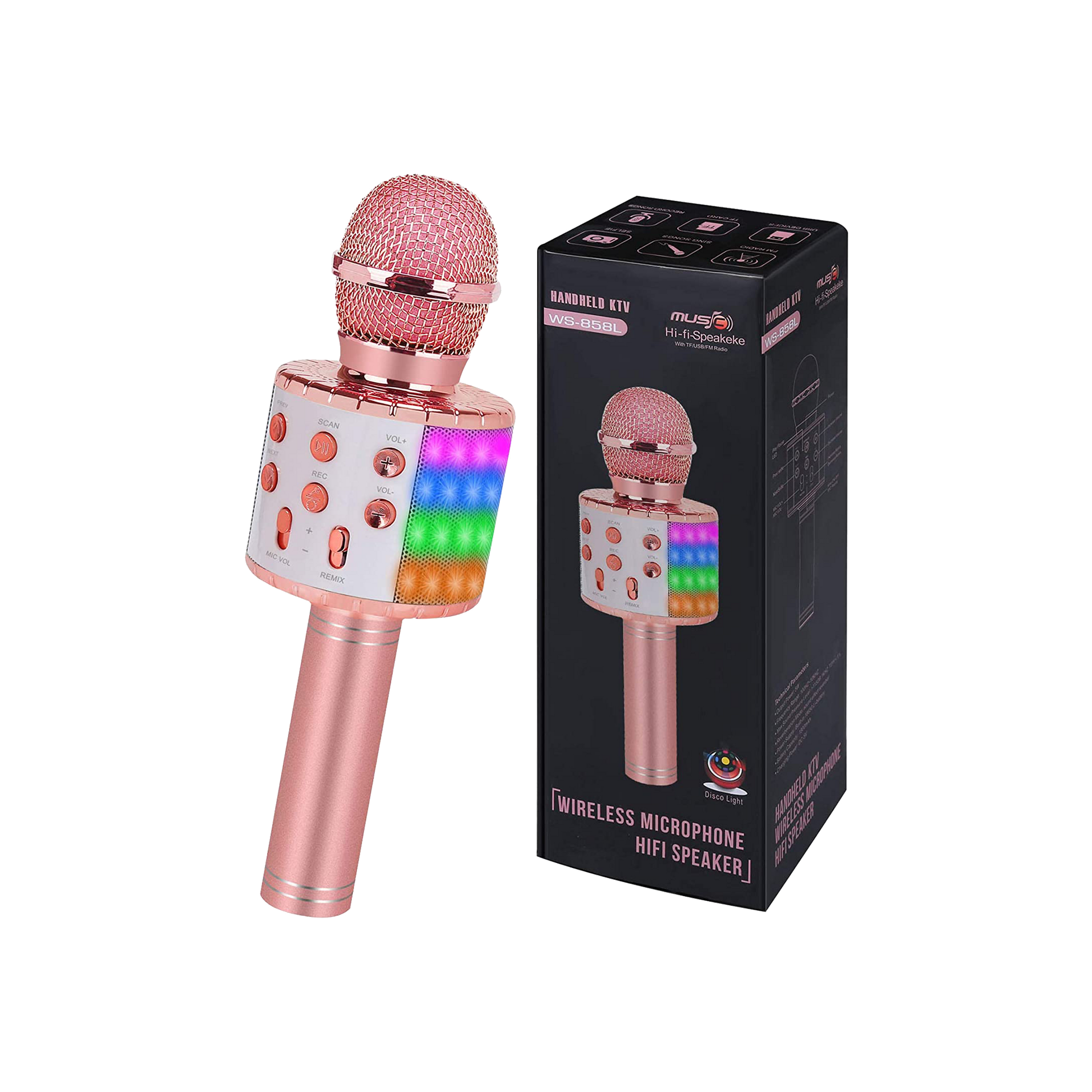 Portable Karaoke Wireless Bluetooth Microphone, Ages 4+