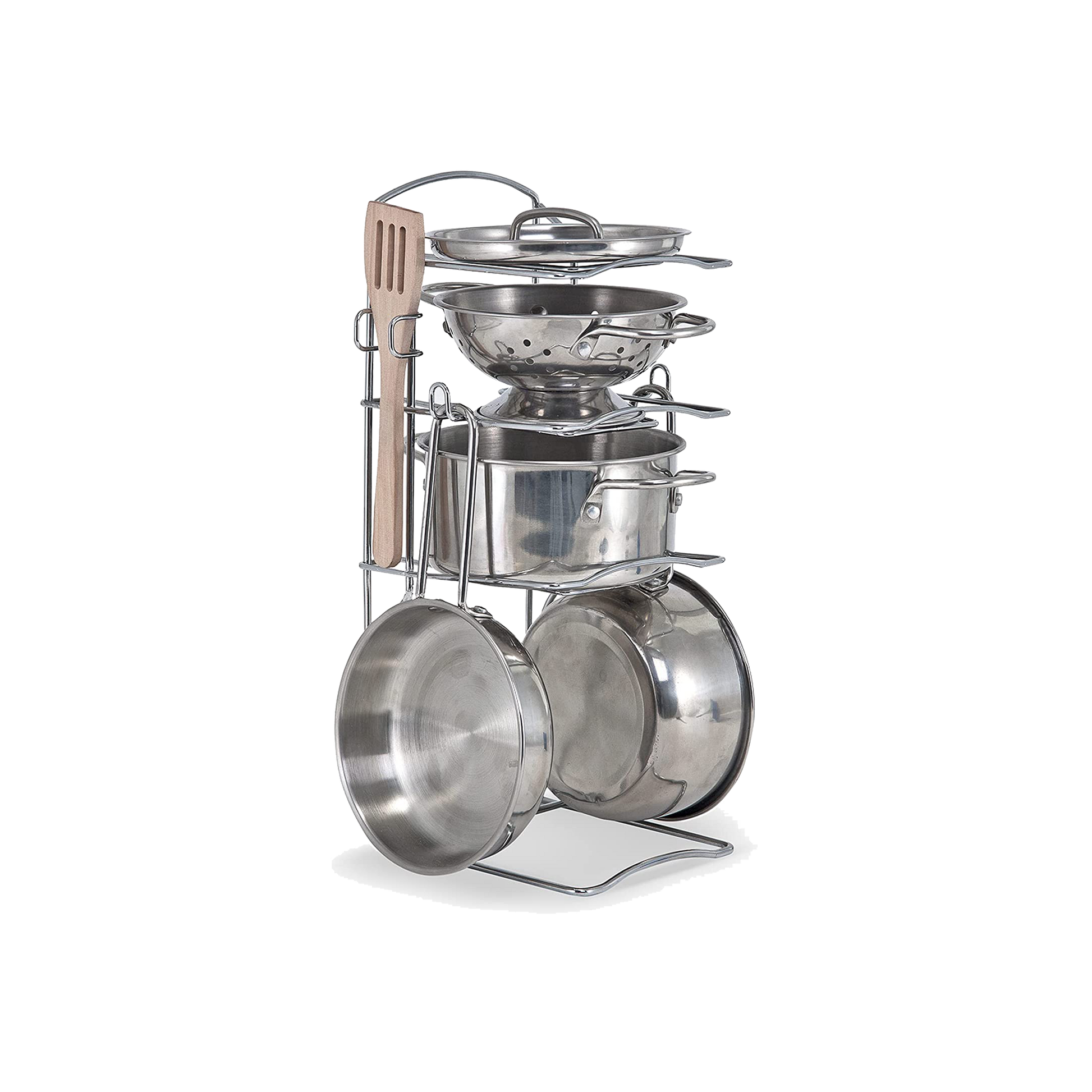 Pretend Play Stainless Steel Pots and Pans (8 Pieces), Ages 3+