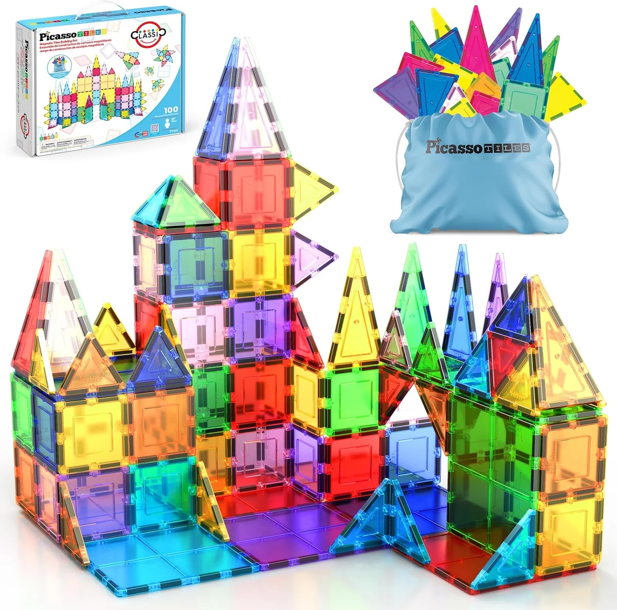 Magnetic Building Tiles, 100 Pieces