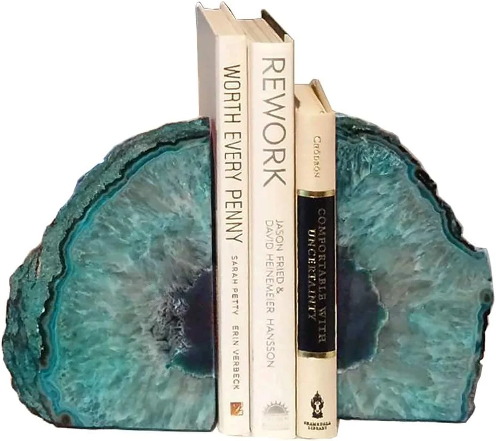 Teal Agate Bookends