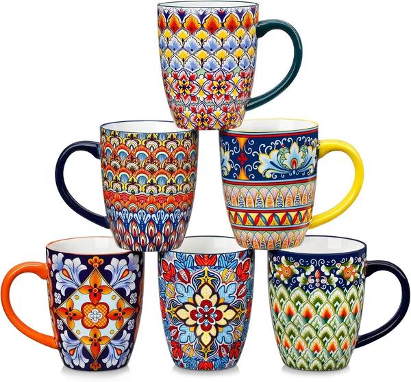 Patterned Ceramic Mug Set