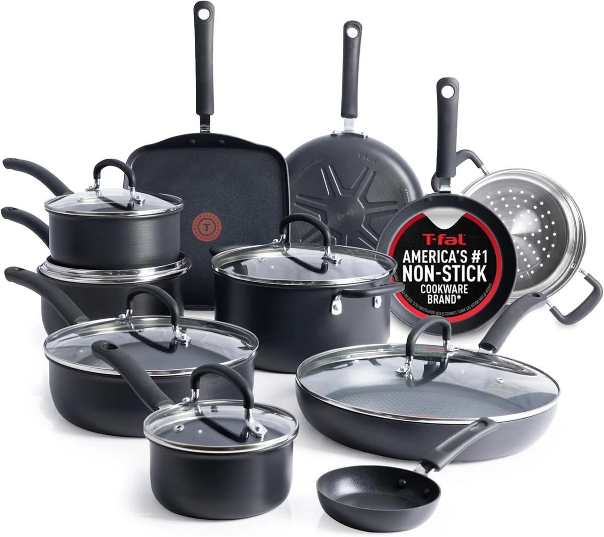 T-Fal Nonstick Cookware Set, 17 Pieces