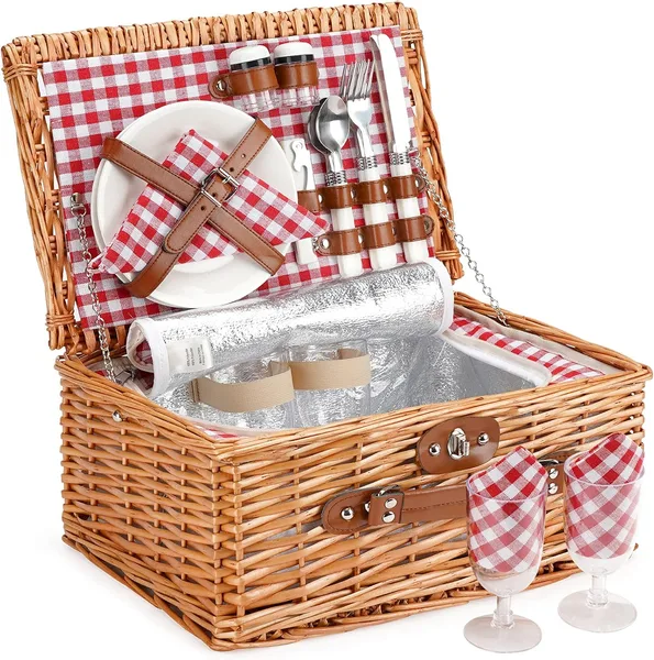 Wicker Picnic Basket for Two
