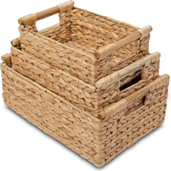 Woven Water Hyacinth Basket Set