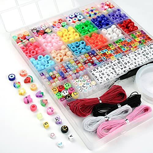 Bracelet Making Kit, Includes Clay Beads Pony Beads Polymer 3 Box Mix Beads