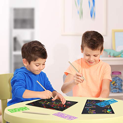 100 Pcs Scratch Drawing For Kids Rainbow Scratch Art Paper Scratch Art  Rainbow Scratch Sheets Black Scratch Paper Scratch Board Drawing Pad, With  8 St