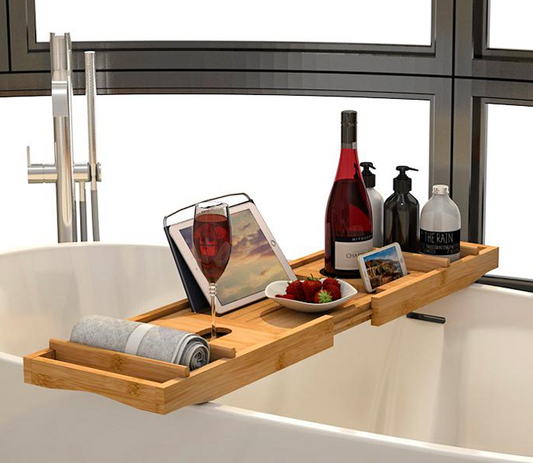 Adjustable Luxury Bamboo Bath Caddy