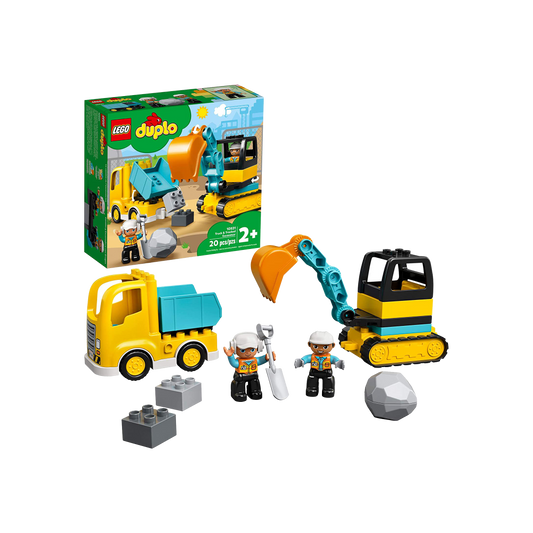 LEGO DUPLO Town Truck & Tracked Excavator (20 Pieces), Ages 2+