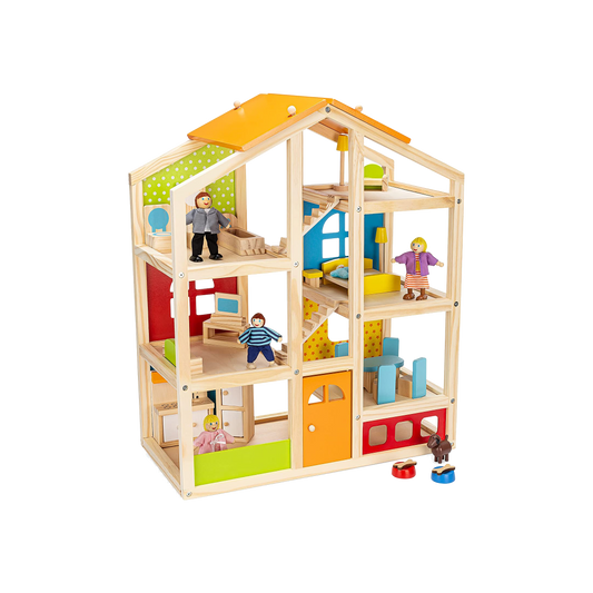 Wooden Dollhouse (20 Pieces), Ages 3+
